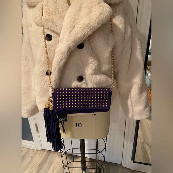 NWT ZAC Zac Posen Claudette Studded Tassels Clutch - Picture 12 of 12